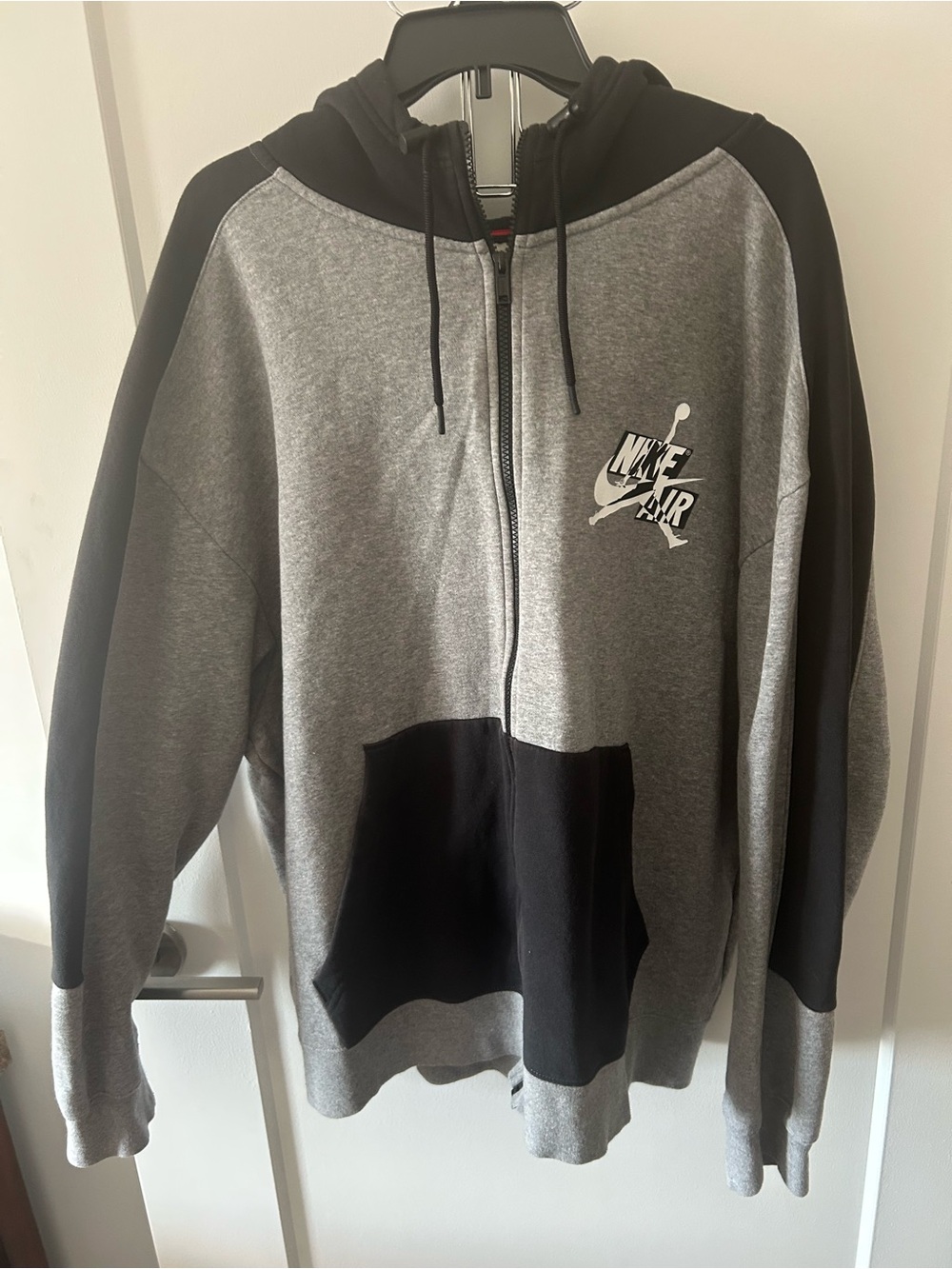 EUC Jordan Brand Air Men's Gray and Black Full-Zip Hoodie